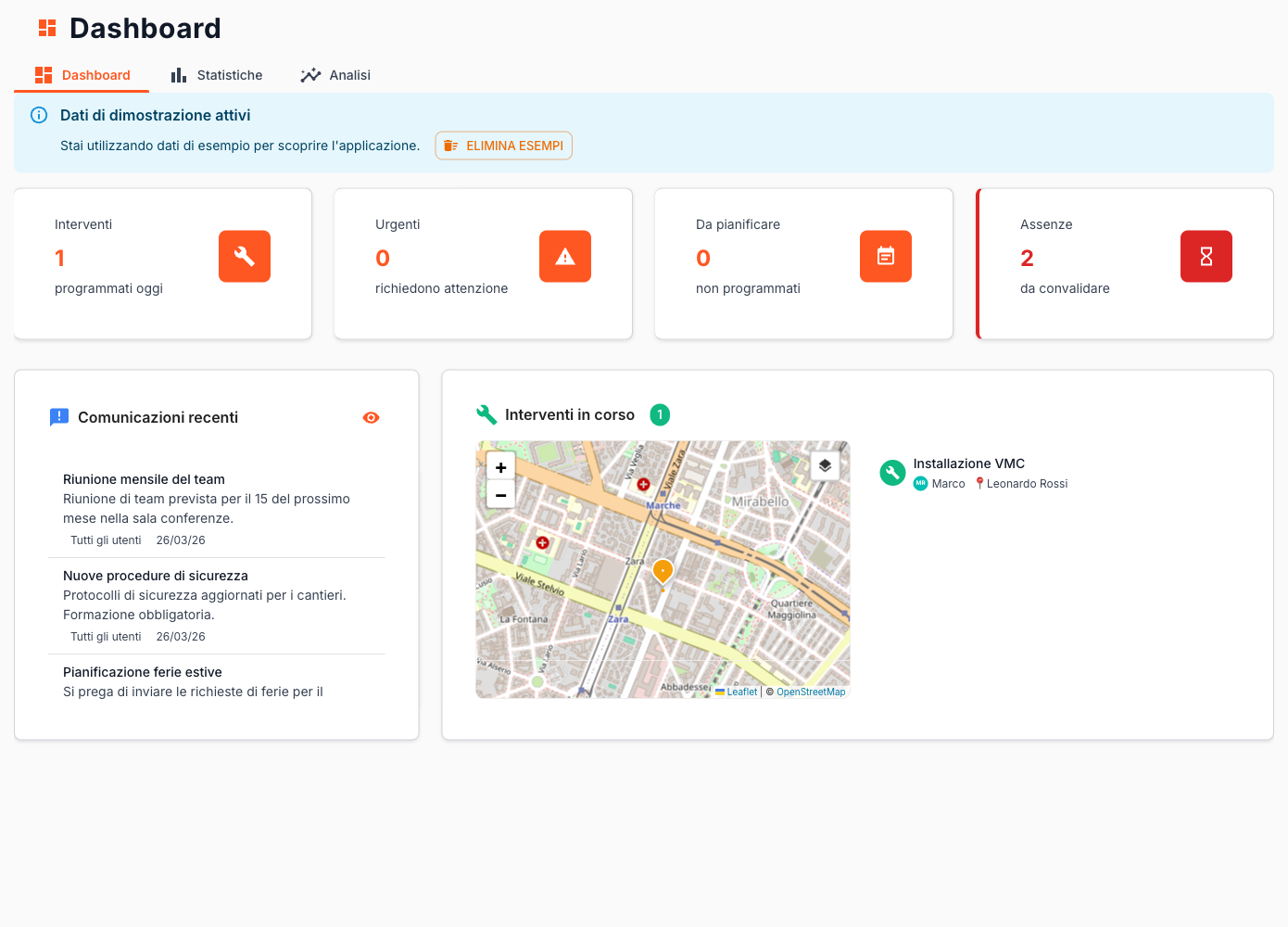 Dashboard in Tempo Reale