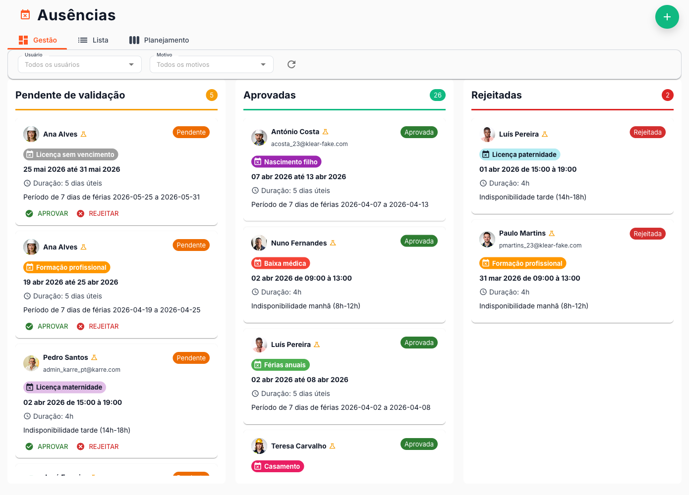 Gestão de Ausências